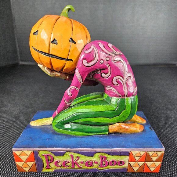 Jim Shore Heartwood Creek "Peek-A-Boo" Pumpkin Head Figurine 2006. # 4005339 - Picture 1 of 10